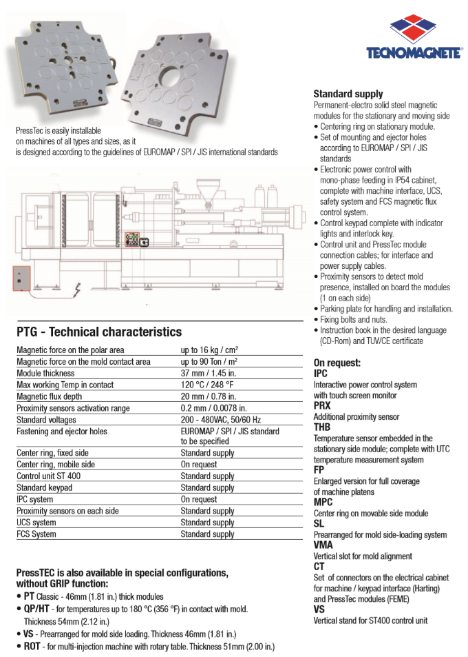 magnetic clamping technical characteristics