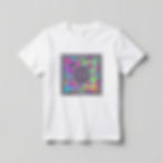 Colourful psychedelic space rock pattern on white t-shirt