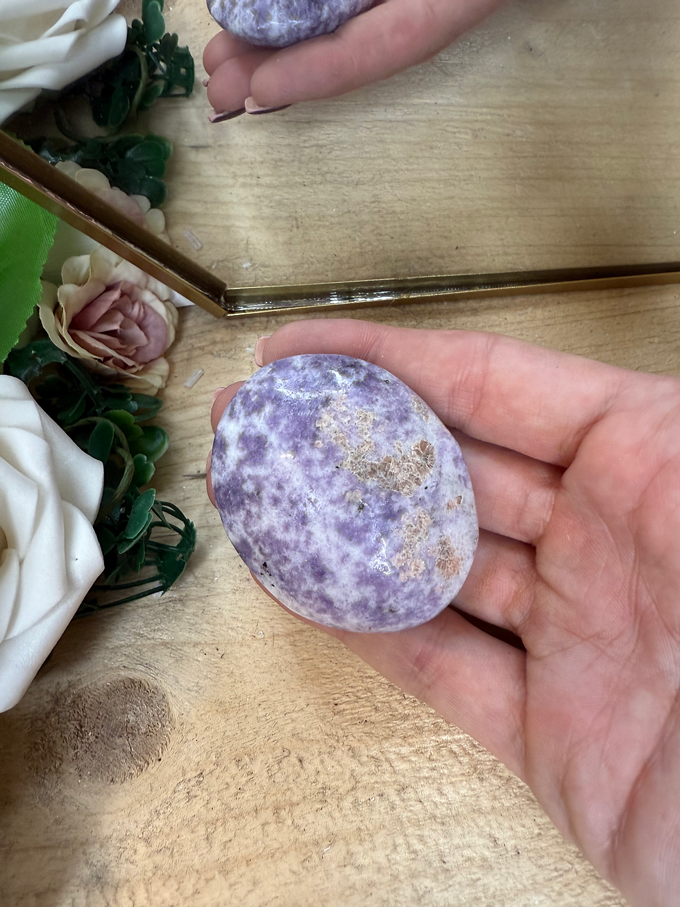 Lepidolite palm stone