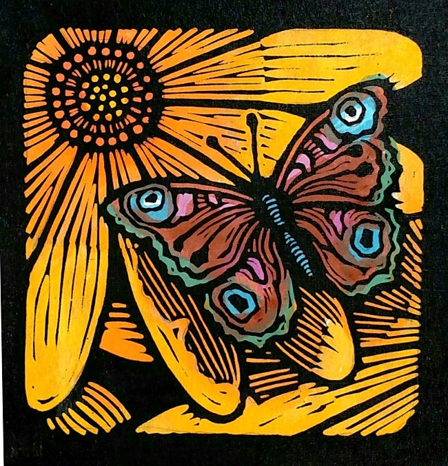 "Brown Moth on Gold Flower"