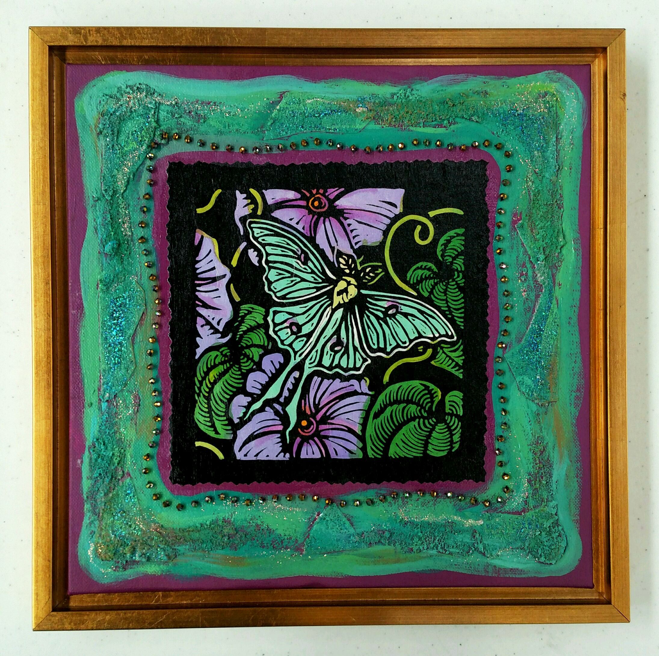 "Lunar Moth w Morning Glory"