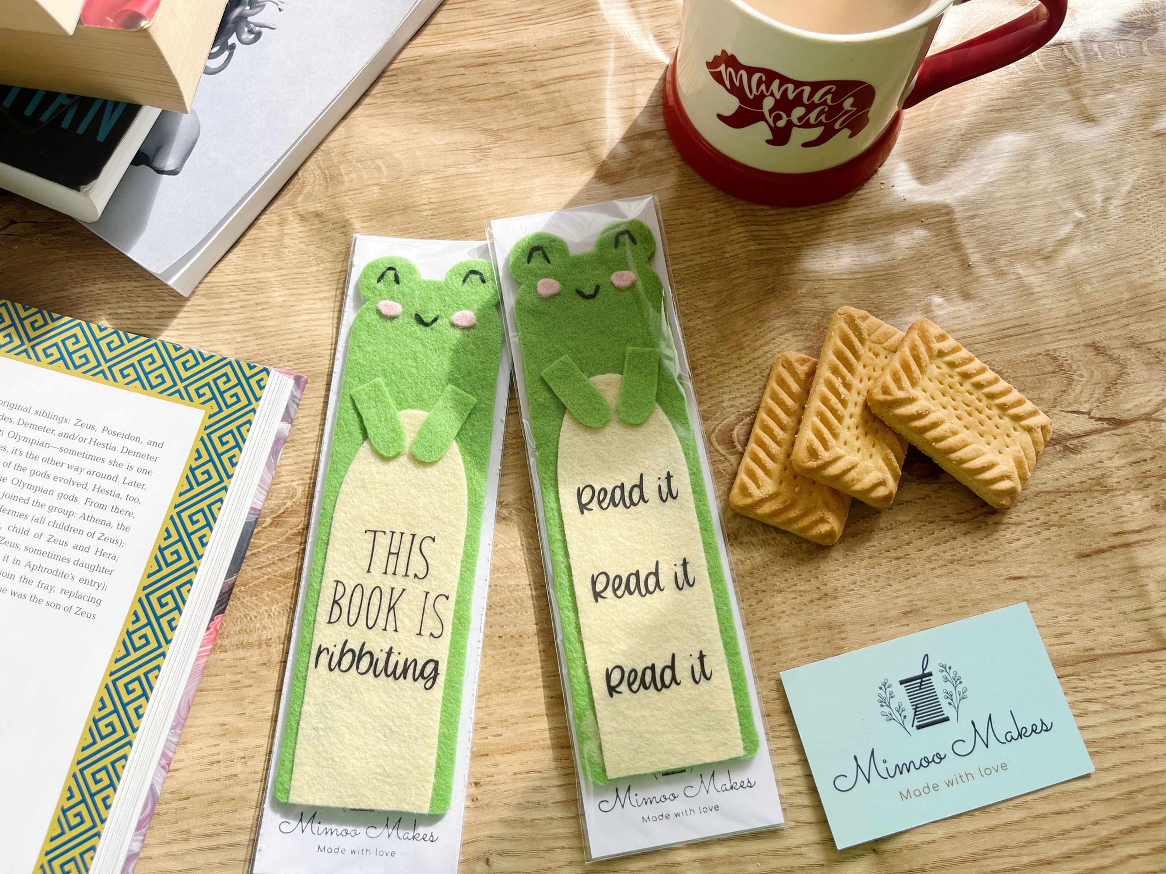 Felt frog themed bookmark