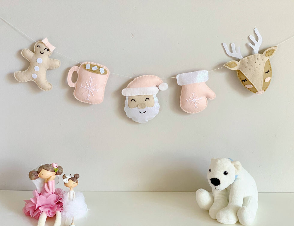 Pink Christmas character decorations/garland