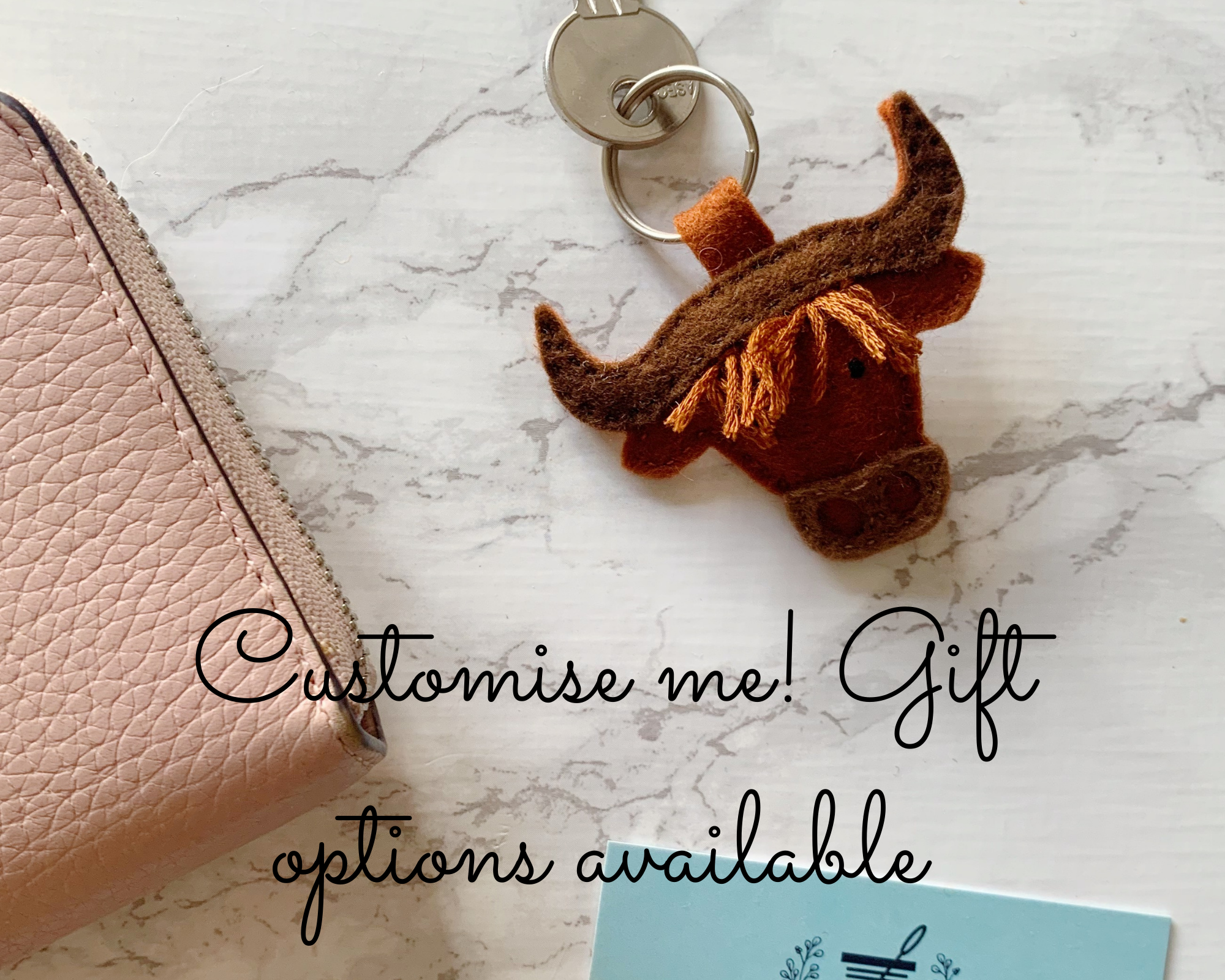 Highland cow keyring, keyring gift