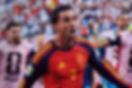 Ex-City striker Ferran Torres celebrates his World Cup winning goal.