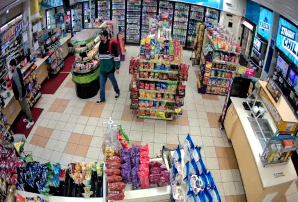 Nick Reiner was seen purchasing a drink at a gas station (Obtained by The New York Post)