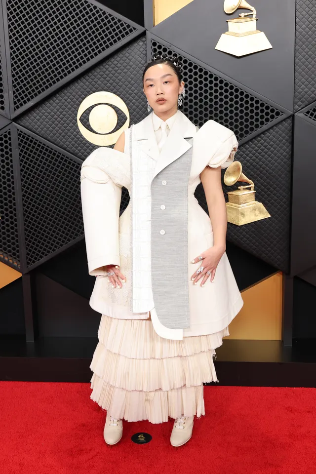 Audrey Nuna in an all-white layered ensemble (Getty Images)