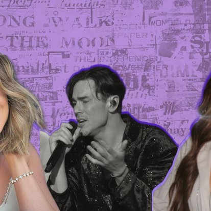 A graphic featuring Rachel Leviss, Tom Sandoval, and Ariana Madix