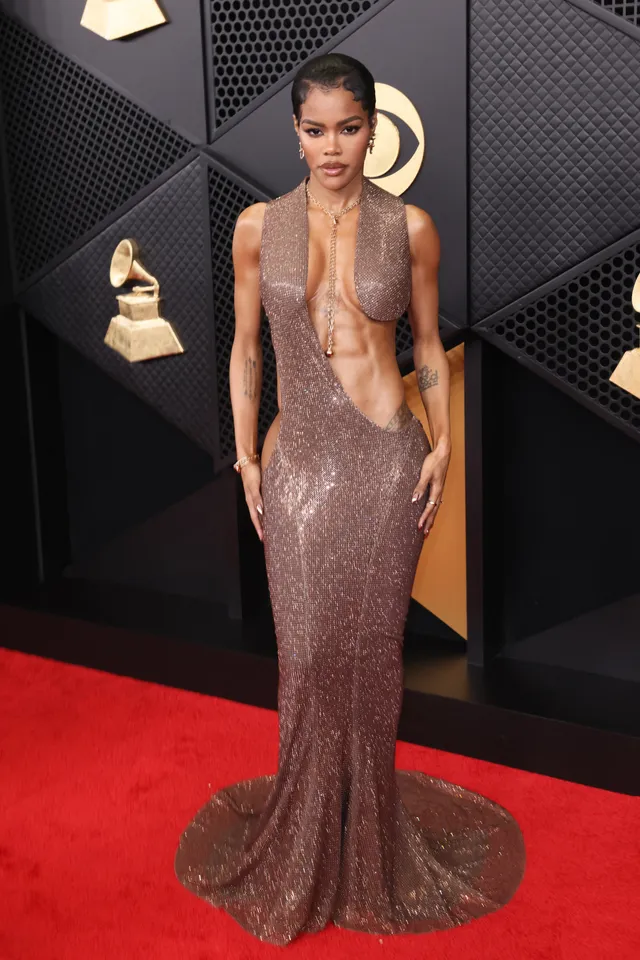 Teyana Taylor in custom Tom Ford cutout gown (Getty Images)