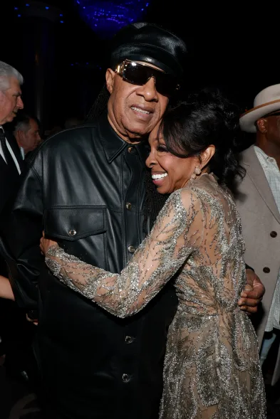 Gladys Knight and Stevie Wonder share a hug (Getty Images for The Recording Academy)