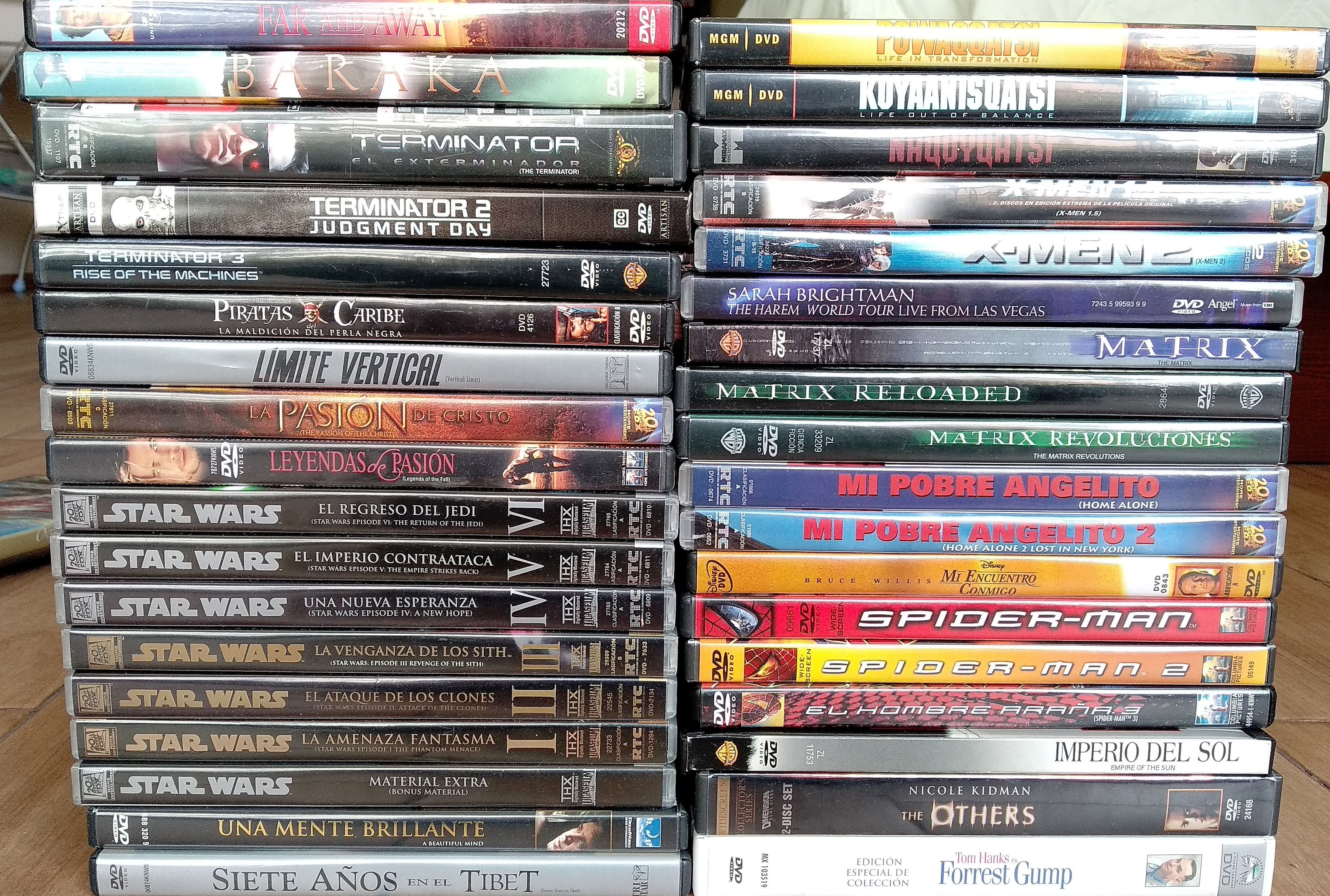 Películas en DVD estándar (precio unitario)