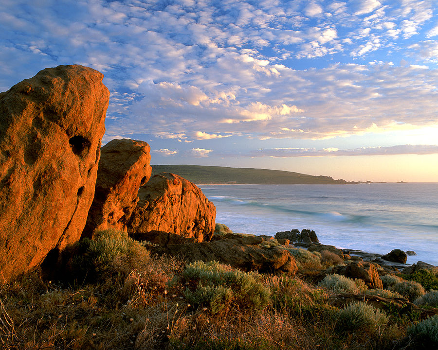 Granite boulders, sunset at Smiths Beach, South Western Australia
