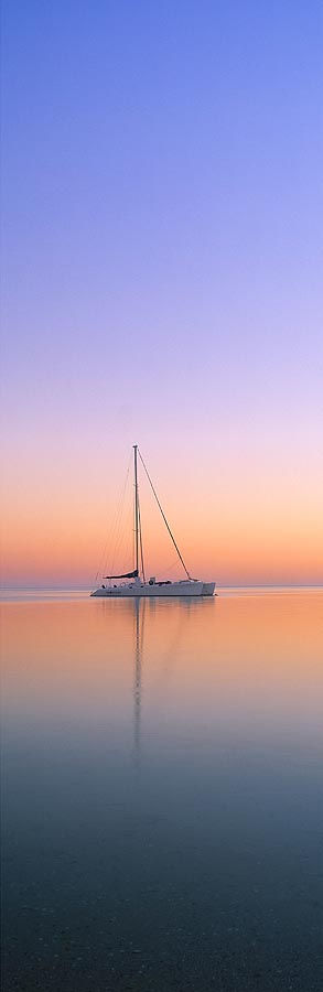 Catamaran Yacht at Sunset, Monkey Mia, North Western Australia