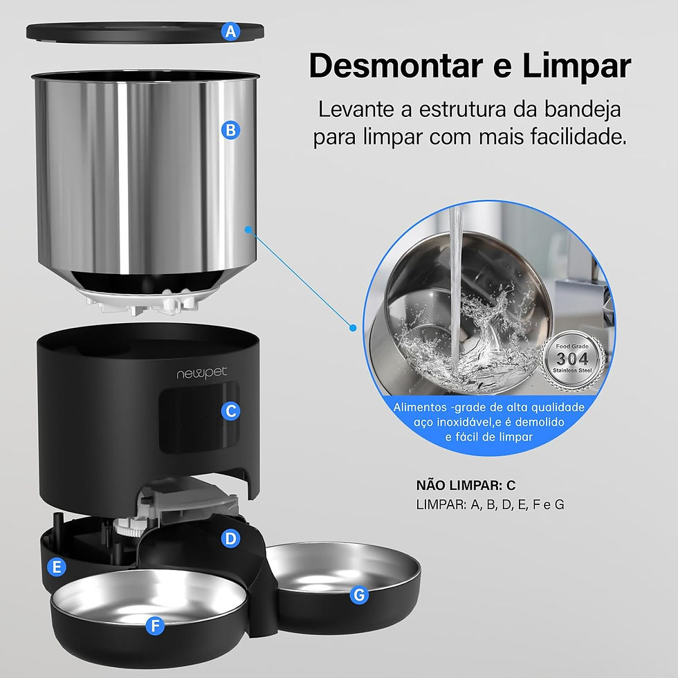 Miniatura: Newpet 5L Cat Timing Feeder Smart APP Cat Feeder Stainless steel Double Meal Rem
