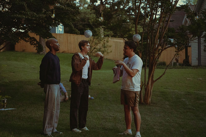 Luca Huff, I'zaah Gray-Jones, and Will Lane on set of the short film "Amateur"