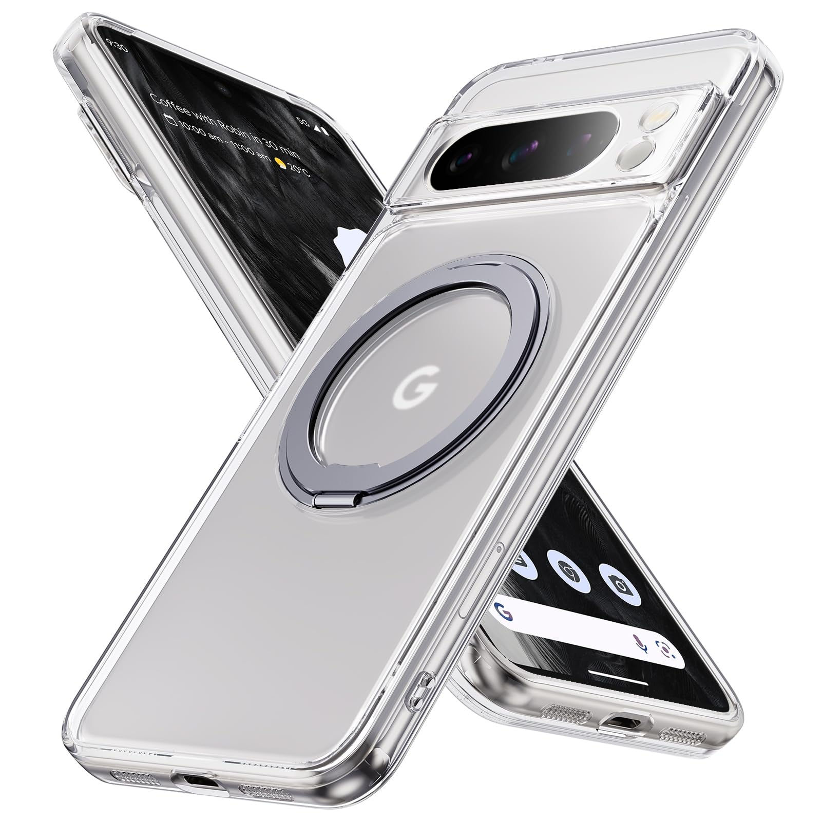 YSLBWLE Magnetic for Google Pixel 8 Pro Case with Ring Stand [Military Drop Prot