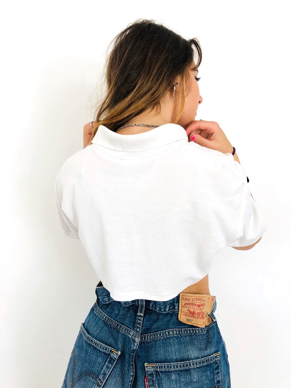 Miniatura: polo-crop-bianca-vintage