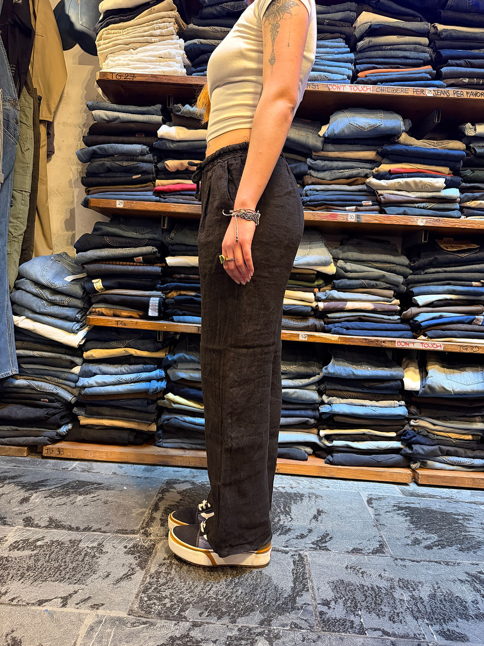 Miniatura: Pantalone 100% Lino NERO 
