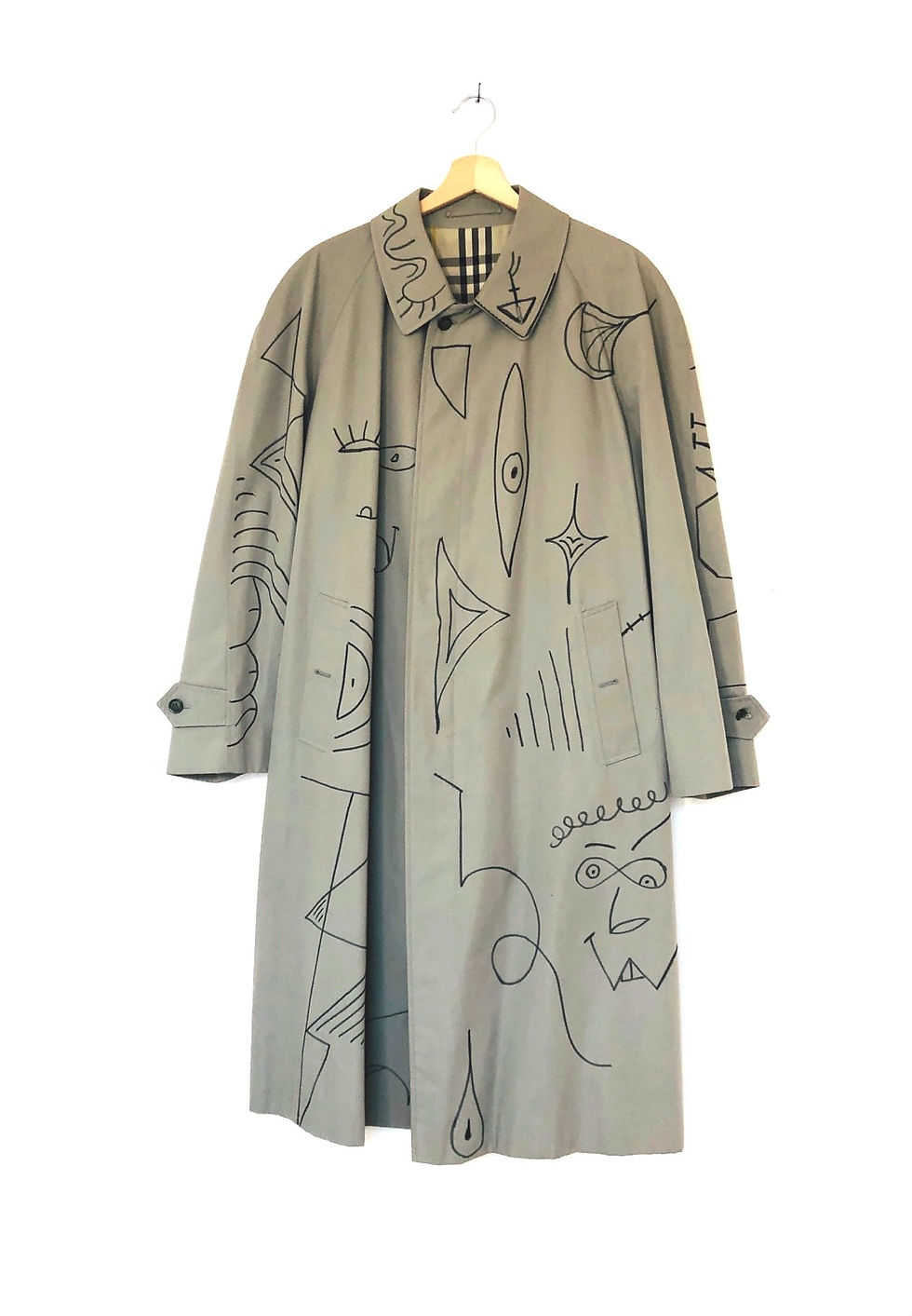 Miniatura: trench-vintage-customizzato-dipinto-a-mano