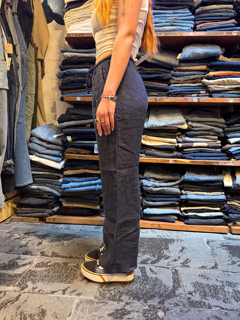 Miniatura: Pantalone 100% Lino BLU NAVY