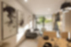 Render interior moderno de Oasis Apartamentos en Bello Antioquia con acabados de lujo y diseño contemporáneo.