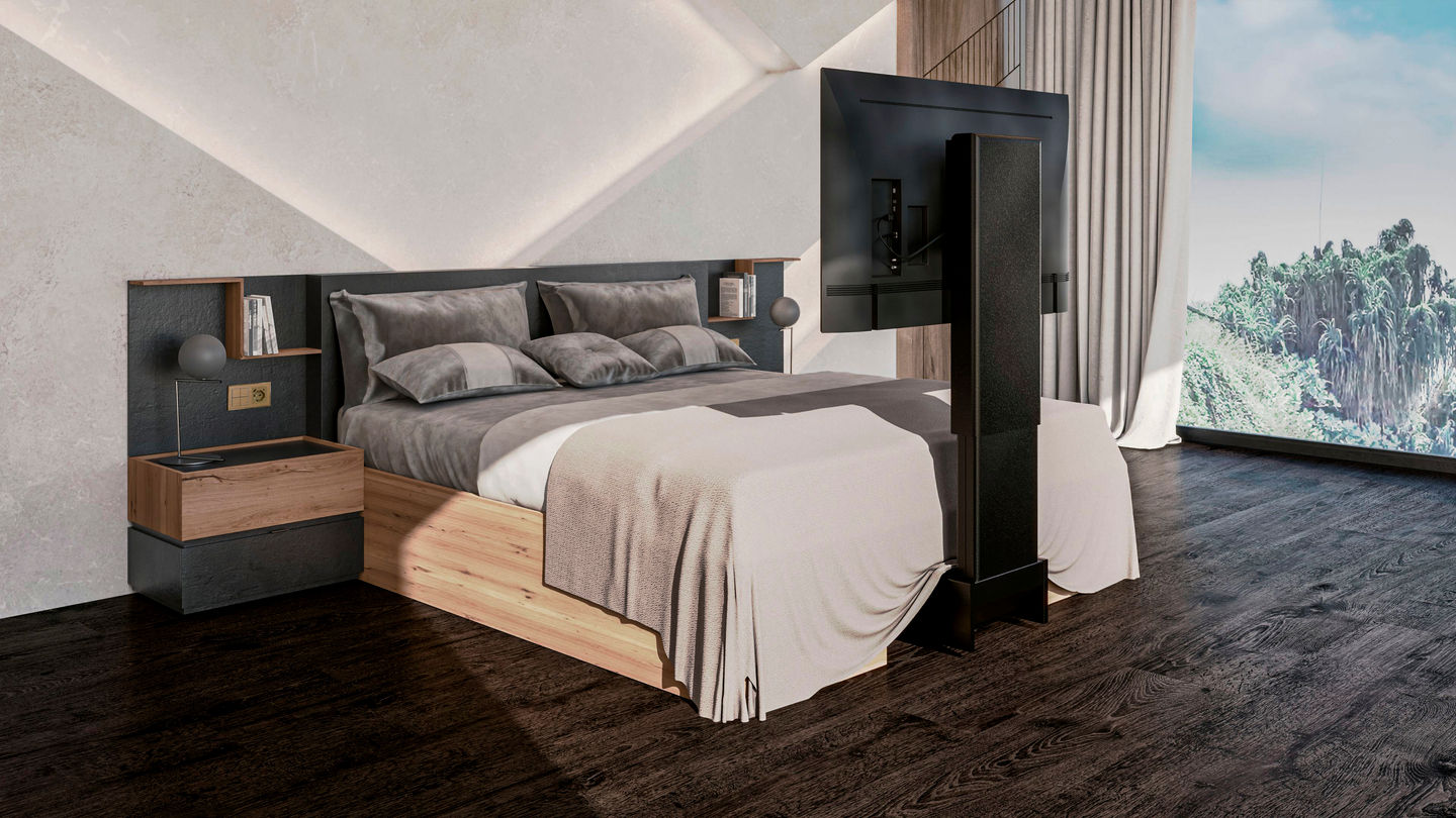 ekinex TV lift from the bed