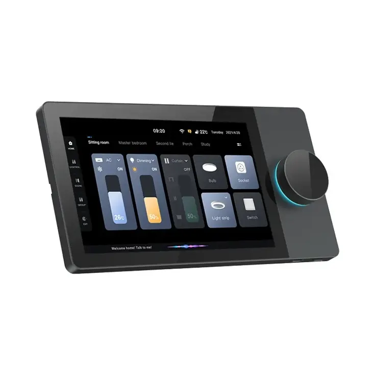 8 Inch 1280P Multifunction LCD Touch Screen Tuya Smart Home Central Control Panel With Knob Switch