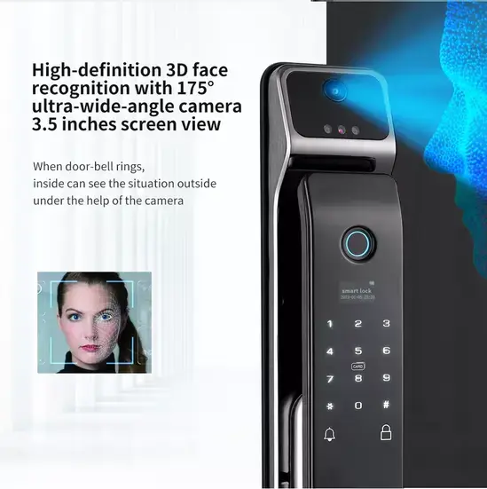 3D Face Smart Door Lock With Camera High Quality Tuya Wifi Smart Door Lock