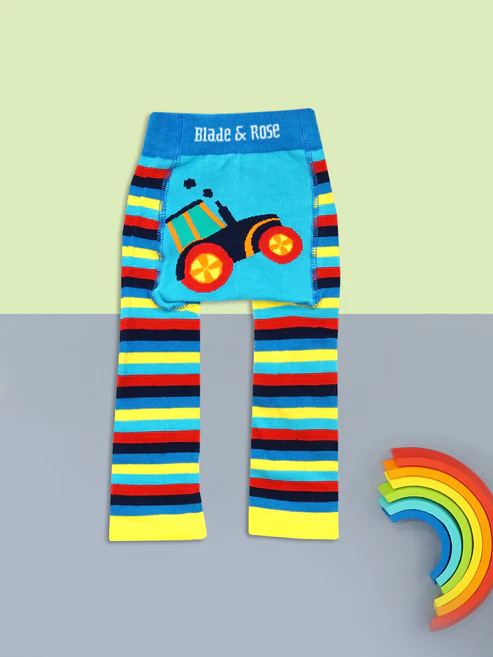 Farmyard Tractor Blade and Rose Baby Leggings