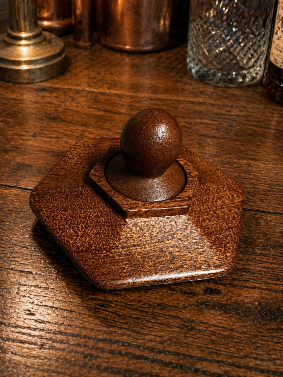 Polygon dark hardwood top