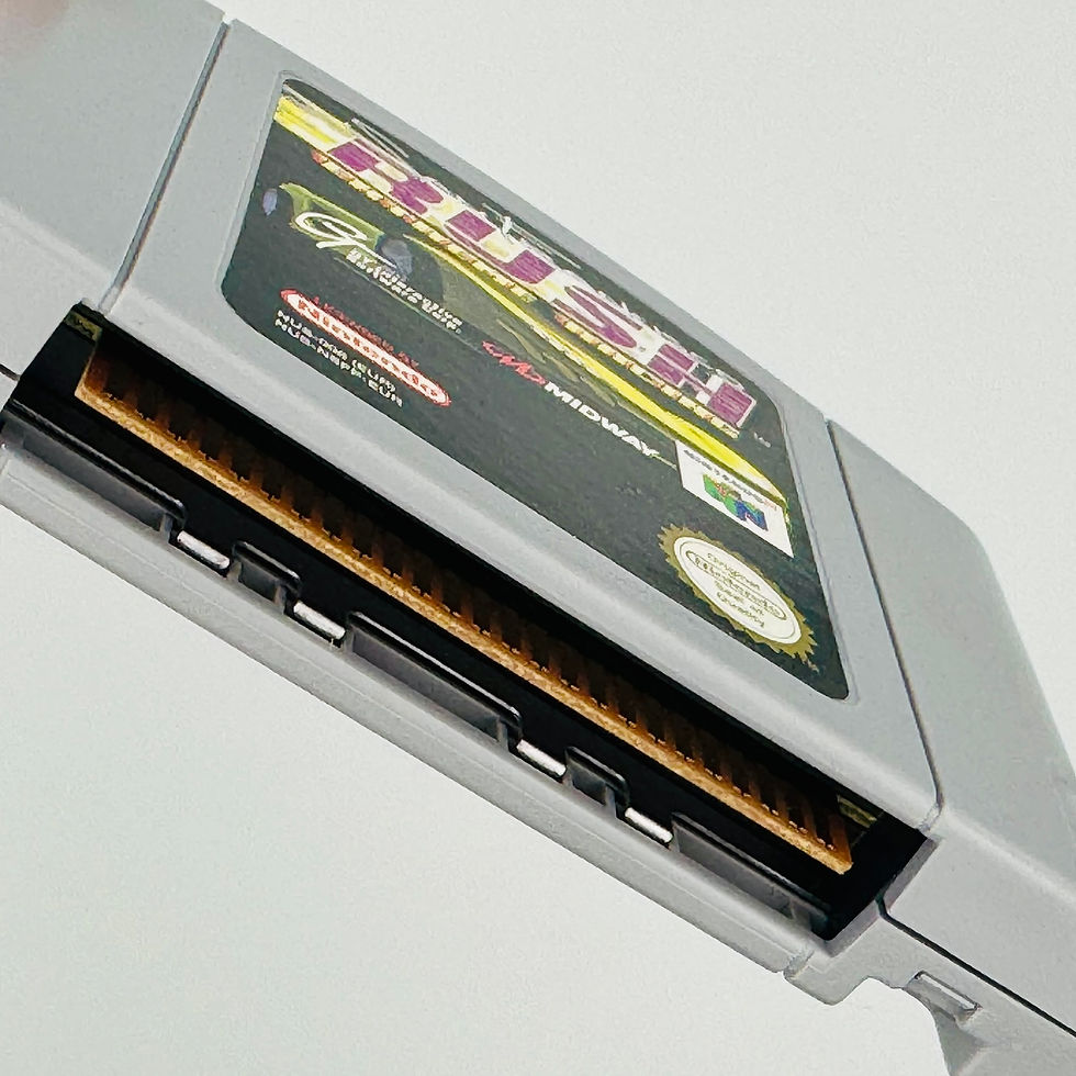Thumbnail: Close-up of Rush N64 cartridge connectors – Cleaned, corrosion-free, and fully functional.