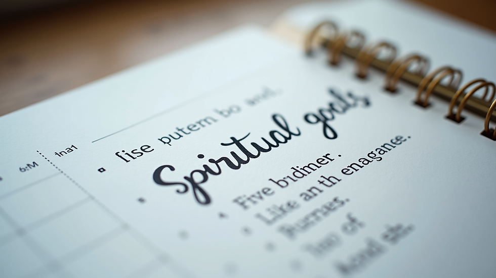Close-up view of a calendar with spiritual goals and notes written on it