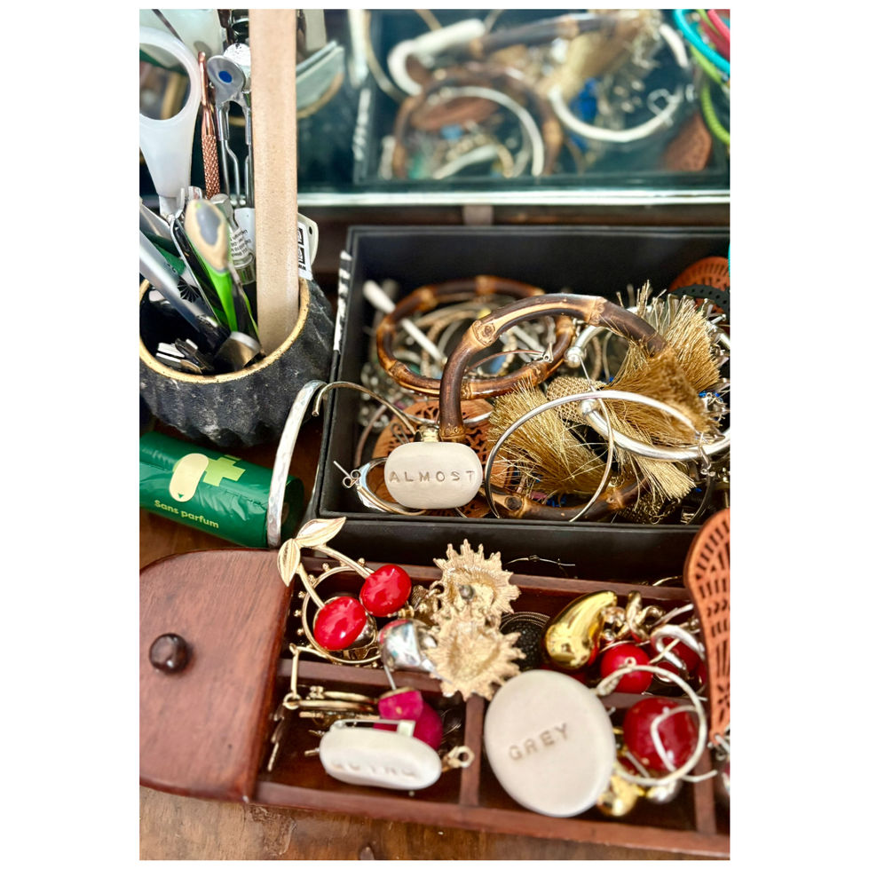 jewellery box with ceramic handmade brooches
