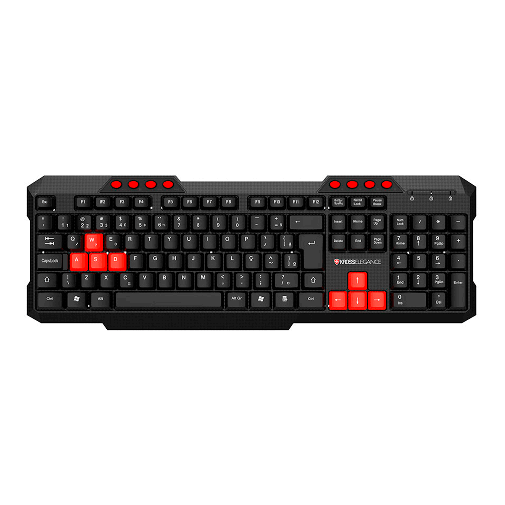 Kross Wired Keyboard Multimedia Elegance, USB, ABNT2 - KE-K103V3 Black/Red
