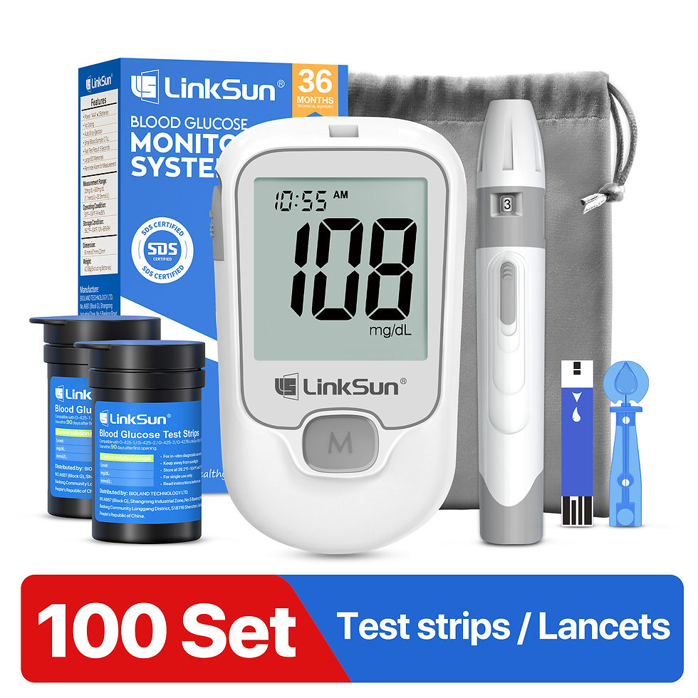 Thumbnail: LinkSun G-425-1 Blood Glucose Meter Kit 50/100pcs Test Strips Lancets for Diabet