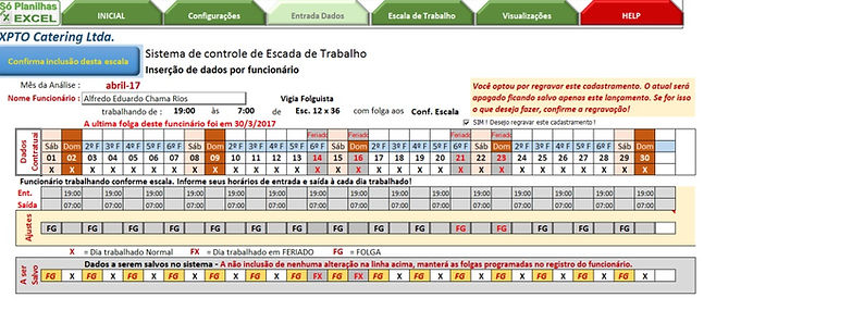 Escala de Trabalho - Entrada de Dados
