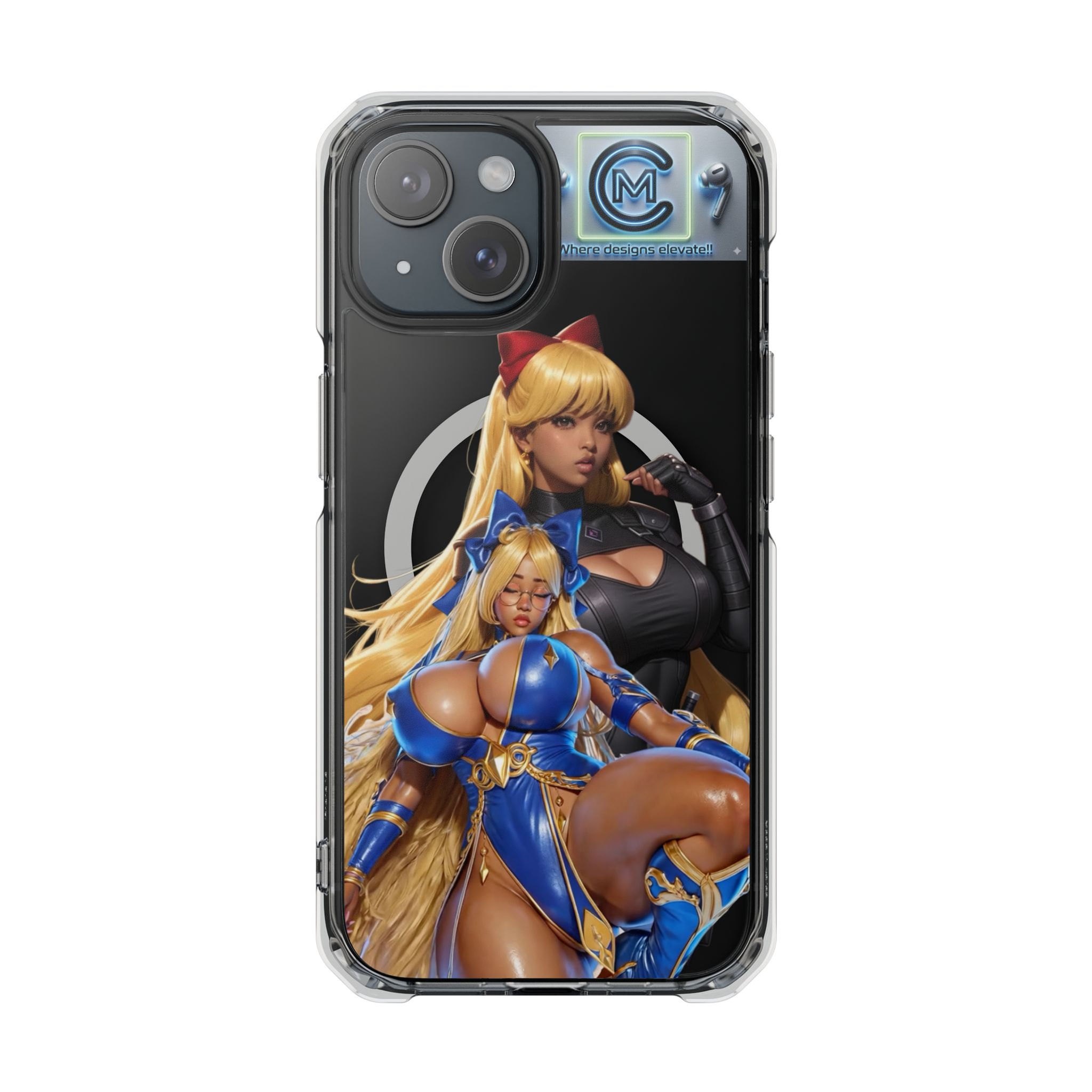 Clear Magnetic Impact Phone Case — Anime Warrior Design