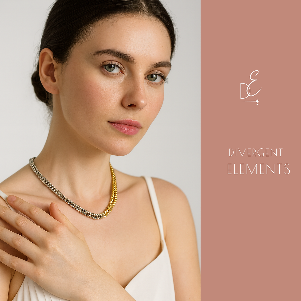 Thumbnail: Two-Tone Chain Necklace | 9 mm Silver & 18K Gold | 316L Stainless Steel