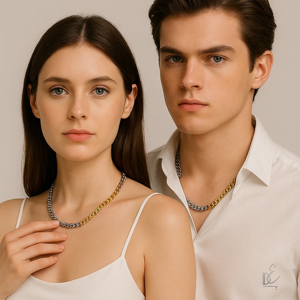 Thumbnail: Two-Tone Chain Necklace | 9 mm Silver & 18K Gold | 316L Stainless Steel