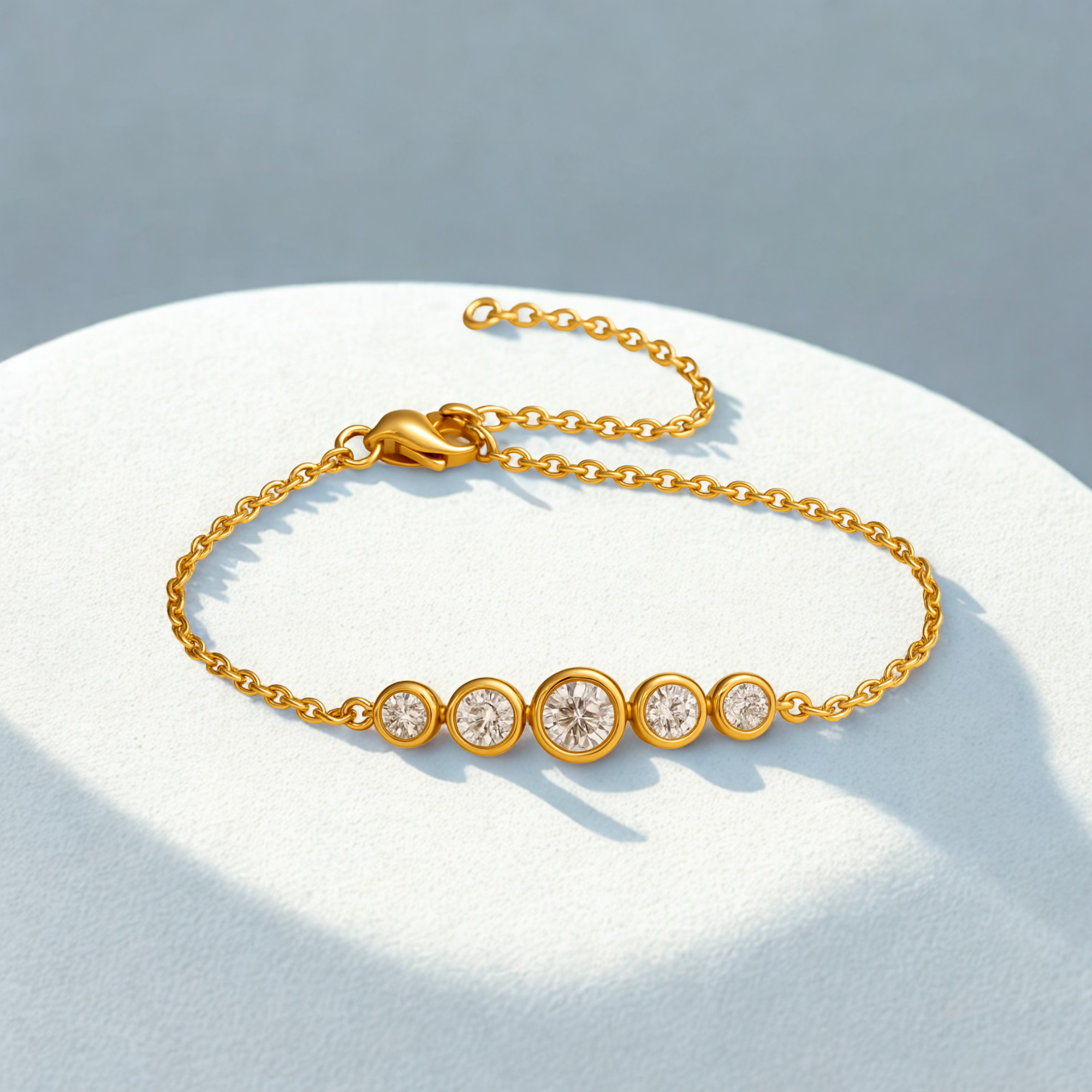 Real Gold PVD Cubic Zirconia Chain Bracelet