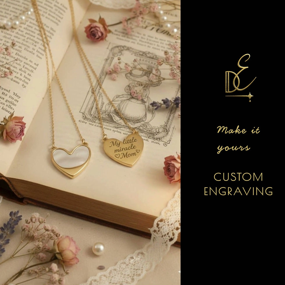 Thumbnail: Personalized Mother of Pearl Heart Necklace 18K PVD Gold Optional Engraving