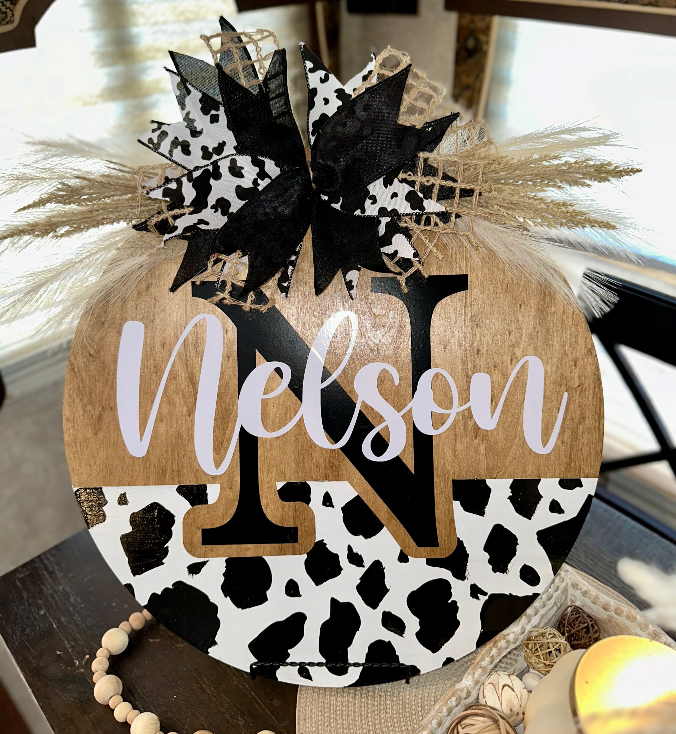 Cowprint Personalized Door Hanger