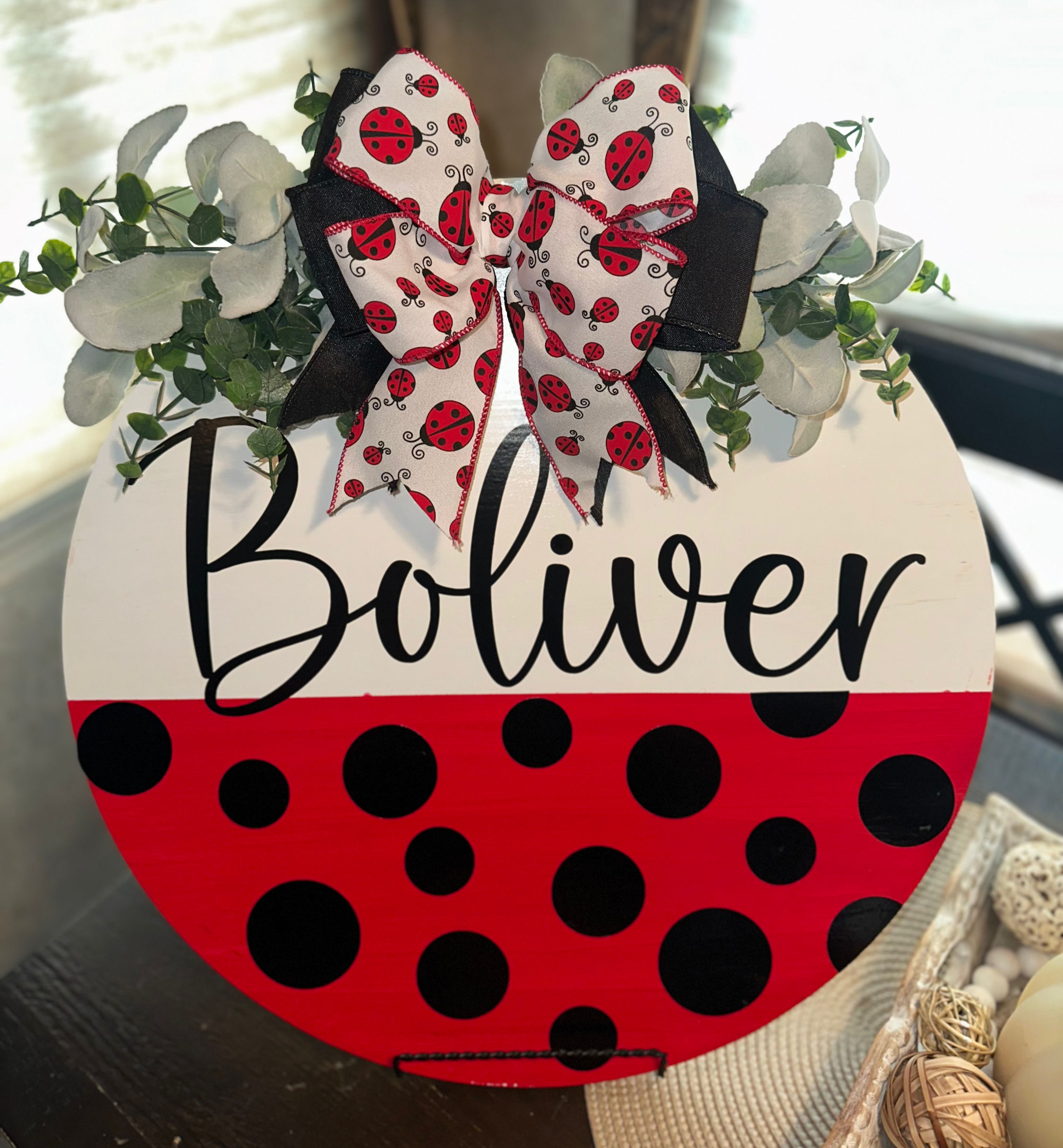 Ladybug Personalized Door Hanger