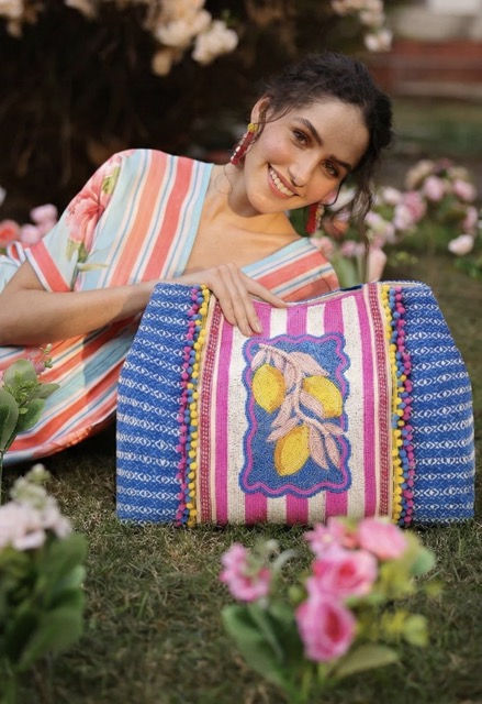 Thumbnail: Limoncello Dream Hand Beaded Oversized Tote