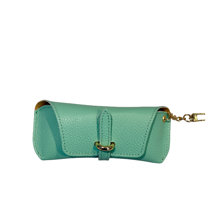 Aqua Leather Italian sunglass Case