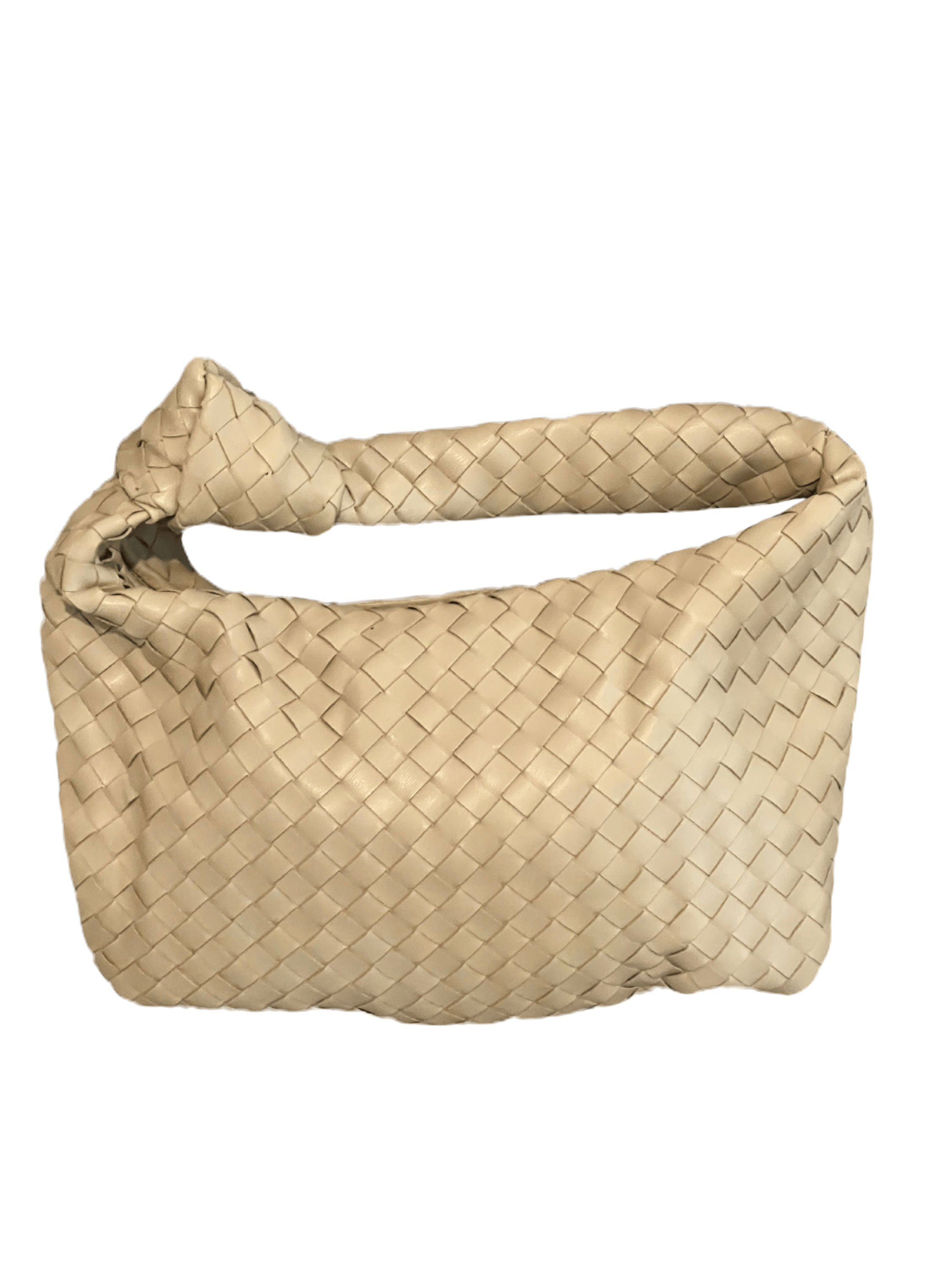 The Deena in Beige woven Napa leather-with knotted Handle-Made in Italy!