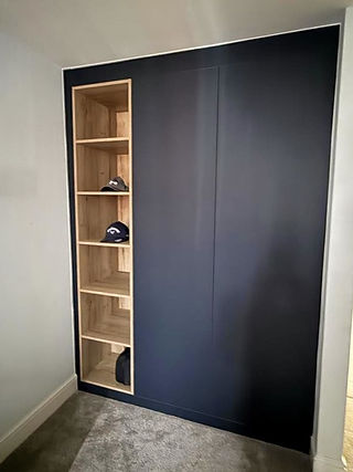 CNC-manufactured wardrobe unit with push-to-open doors