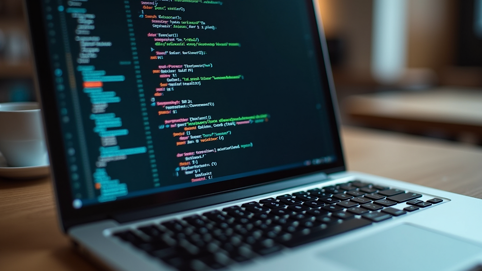 Close-up view of a laptop screen displaying an online learning platform with coding tutorials