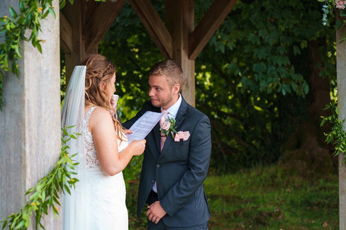 The bride reads her vows at Trevenna