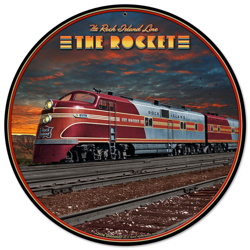 "Rock Island Line 'Rocket' Metal Sign"